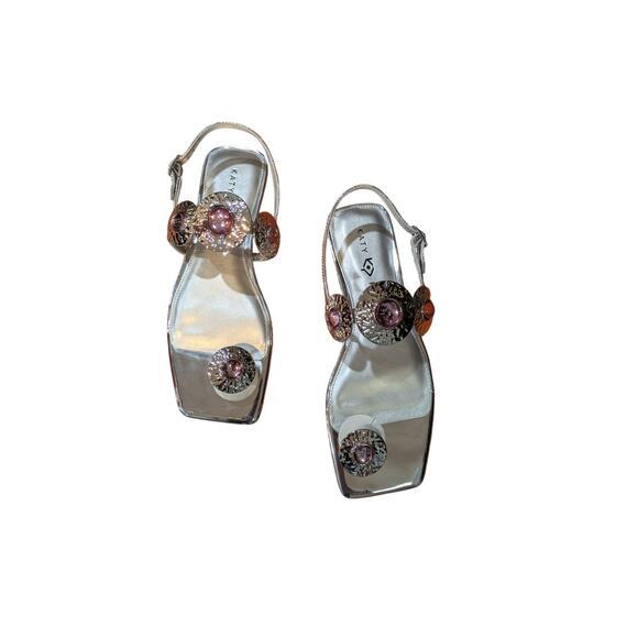 NWB Katy Perry Collection Camie Stone Sandals Silver Size 9.5 - Picture 2 of 5